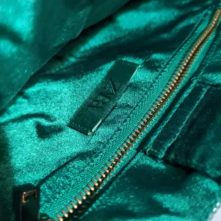 Bolso Zara Flecos Verde y Plateado