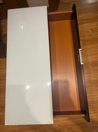 Mueble recibidor madera y cristal