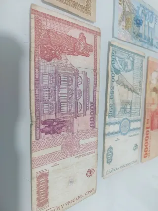 Billetes Rumanía 20, 1000, 10000, 100000 Lei