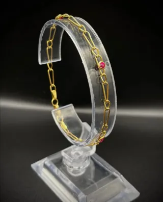 Pulsera oro 18k con piedras rojas