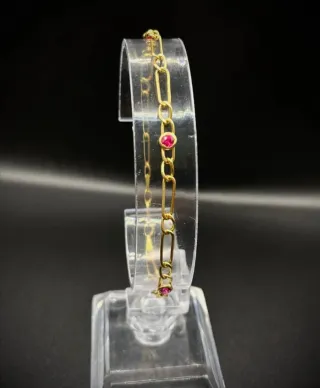 Pulsera oro 18k con piedras rojas