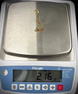 Pulsera oro 18k con piedras rojas