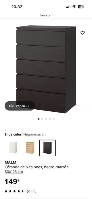 Cajonera Malm Ikea Marrón Oscuro