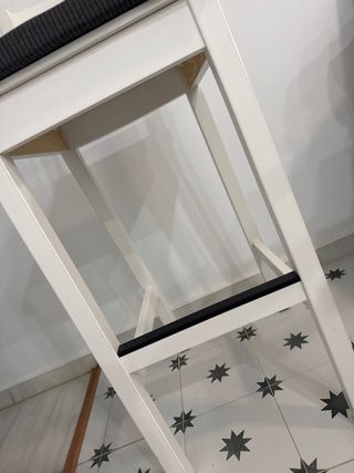 Taburete alto madera blanca con cojín 2 unidades