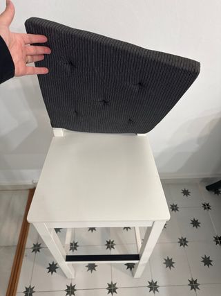 Taburete alto madera blanca con cojín 2 unidades