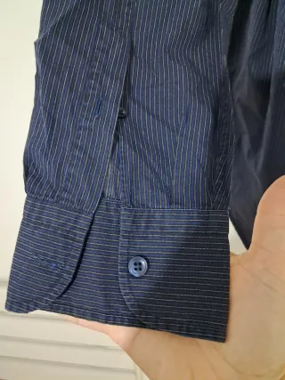 Camicia Lancetti a righe blu e argento