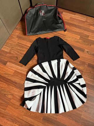 Vestido Carolina Herrera Punto Negro y Blanco