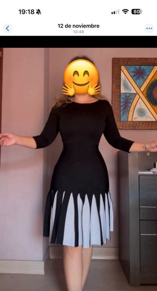 Vestido Carolina Herrera Punto Negro y Blanco