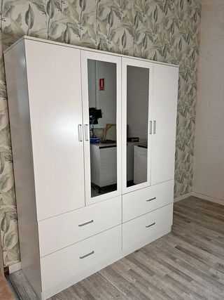 Armario 4 puertas blanco con espejo - enviamos