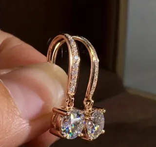 Pendientes Moissanita 2kl Oro 18kl y Plata