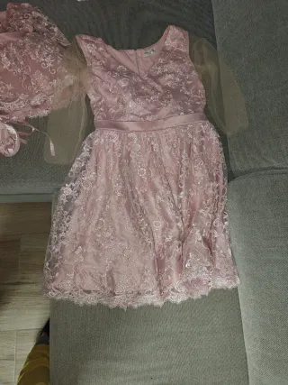 Vestidos de encaje rosa para bebé y niña
