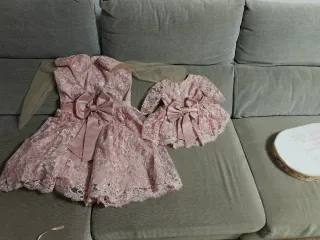 Vestidos de encaje rosa para bebé y niña