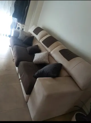 Sofá Cama Beige y Marrón