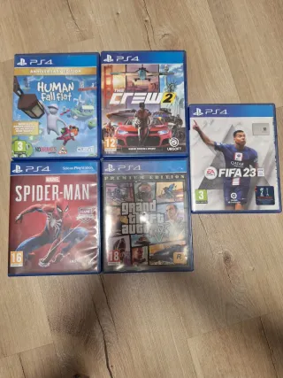 Ps4 Slim Negra + Mando + 5 Juegos