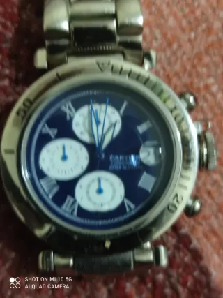 Reloj Cartier Chronograph Azul y Plateado
