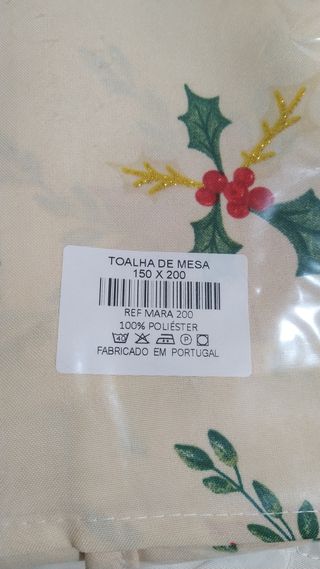 Toalha de Mesa Natal Poliéster Bege Vermelha