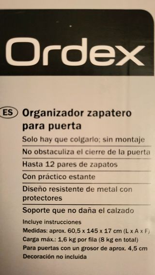 Zapatero organizador para puerta 12 pares