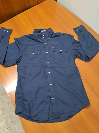 Camisa Lacoste Hombre Manga Larga Algodón Azul Tal