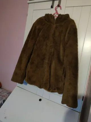 Abrigo de pelo marrón mujer