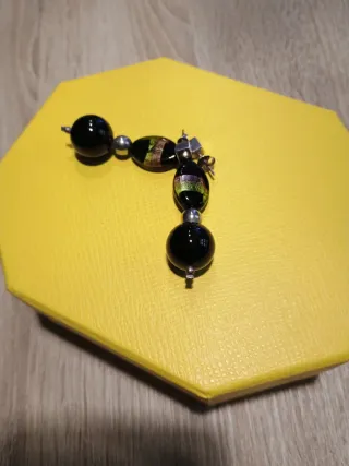 Pendientes plata y piedras negras