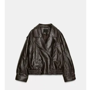 Cazadora S efecto piel con cuello desmontable