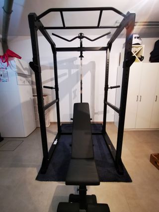 Rack Musculación Polea + Banco Gimnasio