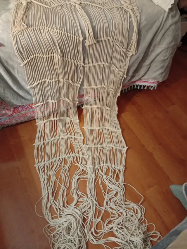 Cortina Macramé Bege de Algodão