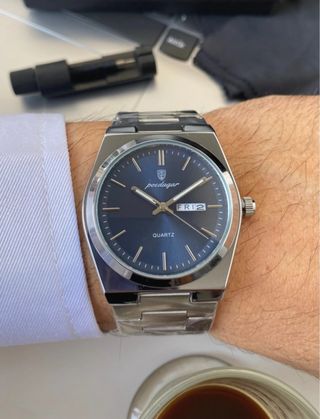 Reloj Poedagar Hombre Azul y Plateado
