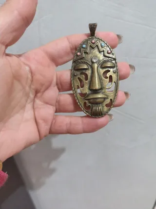 Ciondolo maschera vintage bronzo