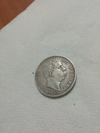 Moneta L 2 arg 1887 Umberto I