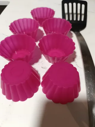 Moldes silicona cupcakes rosa (7 unidades)