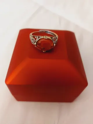 Sortija antigua Plata925 Ámbar Filigrana Ajustable