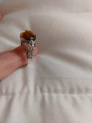 Sortija antigua Plata925 Ámbar Filigrana Ajustable