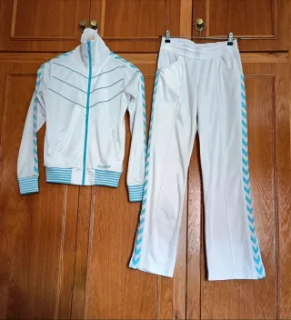 Chándal Hummel Blanco y Turquesa Talla XS retro