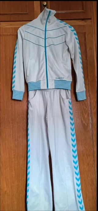 Chándal Hummel Blanco y Turquesa Talla XS retro