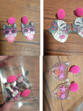 Orecchini Pop Art Gatto Farfalla Leopardo