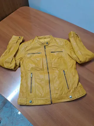 Cazadora Piel Gerome Mujer Amarilla