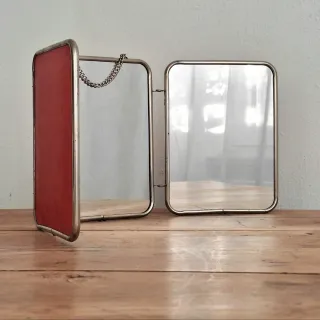 Specchio trittico barbiere pieghevole d'epoca.