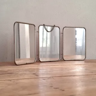 Specchio trittico barbiere pieghevole d'epoca.