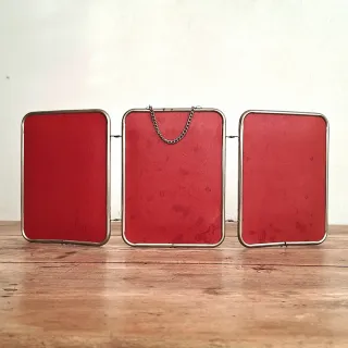 Specchio trittico barbiere pieghevole d'epoca.