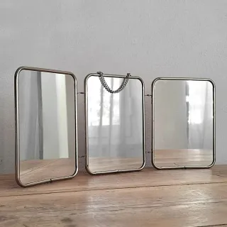 Specchio trittico barbiere pieghevole d'epoca.