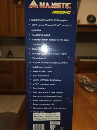 Lettore DVD SLIM Majestic DVD 220USD