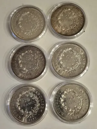 6 Monete 50 Franchi Francia 1974-1979
