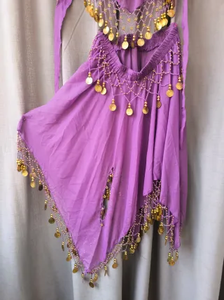 Traje danza vientre falda y top morado