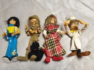 Lote 4 Muñecas Fieltro Años 60-70