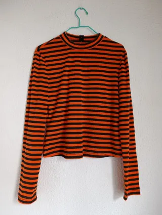 Camiseta rayas cuello Mao talla L