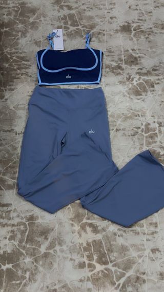 Set Alo Yoga Top e Leggings Blu taglia M