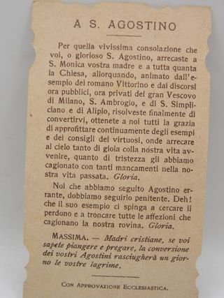 Santino San Agostino Vescovo primo '900