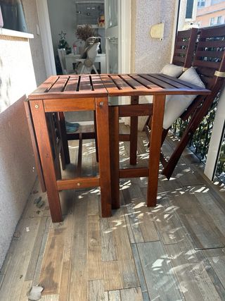 Mesa y 2 Sillas Plegables Terraza