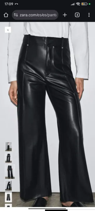 Pantalones wide leg efecto piel